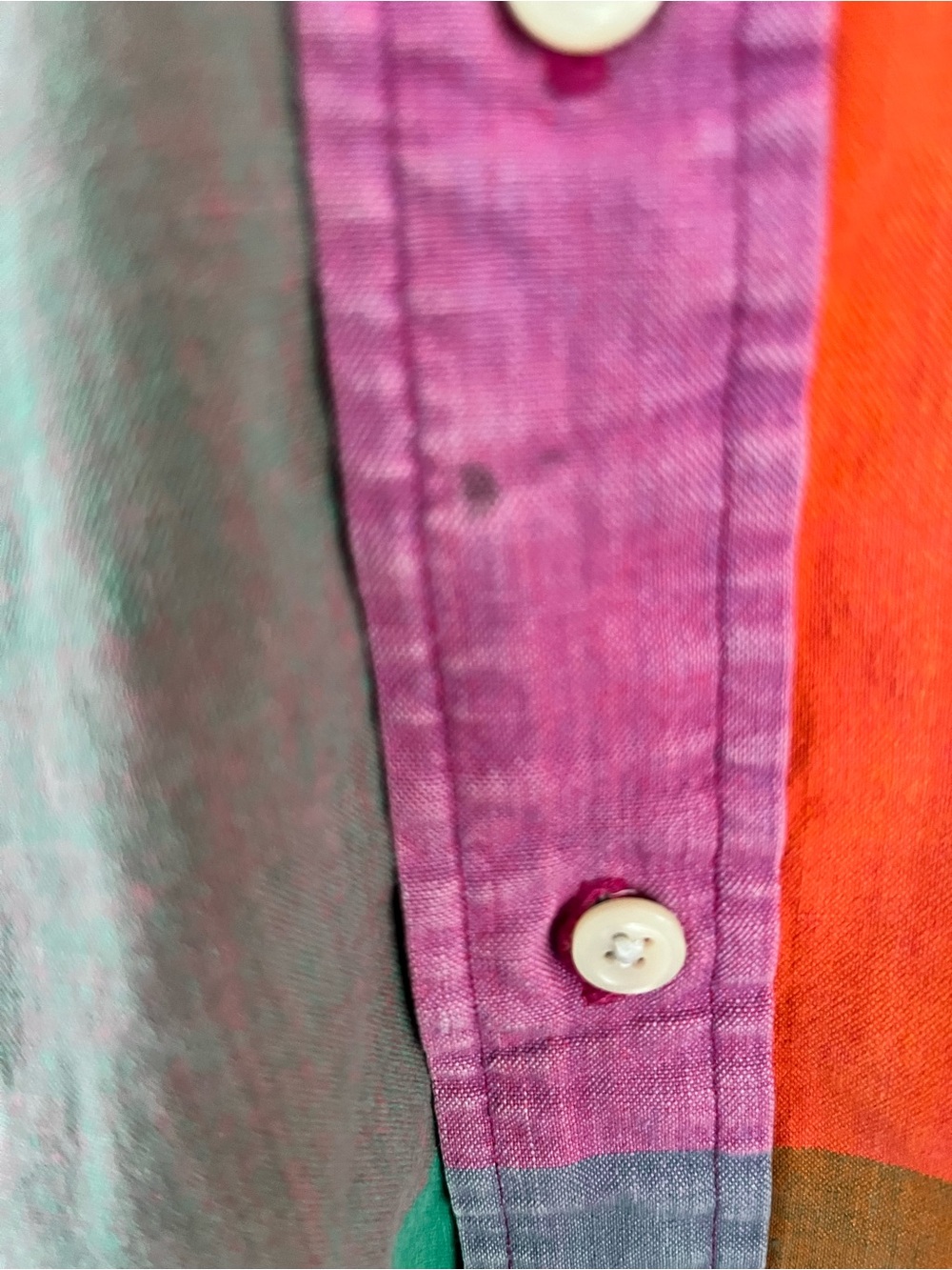 Upcycled Ralph Lauren Madras Plaid Button-Down Shirt Ruffle Collar - Picture 6 of 9
